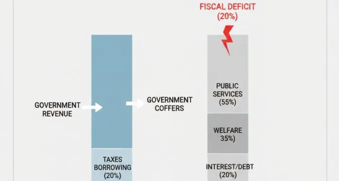 Fiscal deficit explained through government budget flow