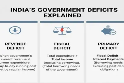 Comparison chart showing revenue deficit, fiscal deficit and primary deficit