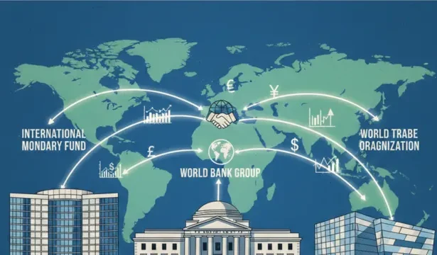 IMF World Bank WTO headquarters and global influence map