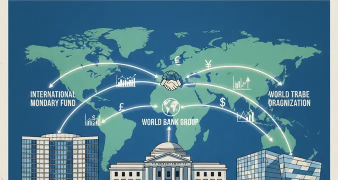 IMF World Bank WTO headquarters and global influence map