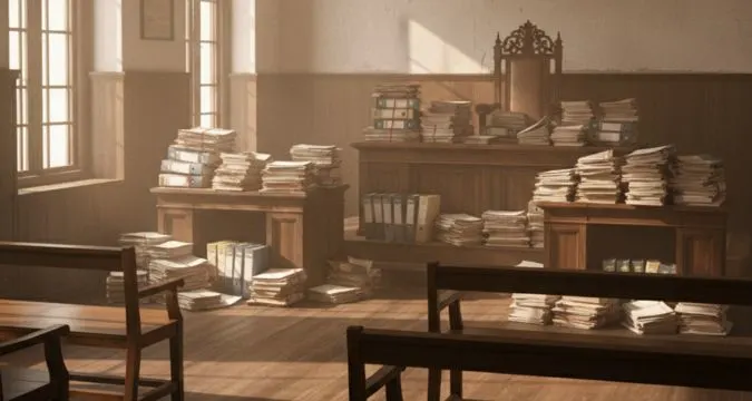 Indian judiciary backlog symbolizing enforcement delays