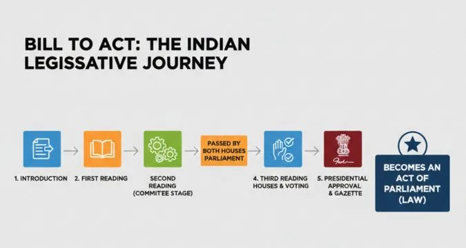 Journey of a bill to act in India infographic