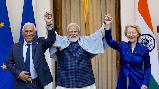 Handshake symbolizing future cooperation under the India–EU Trade Deal 2026