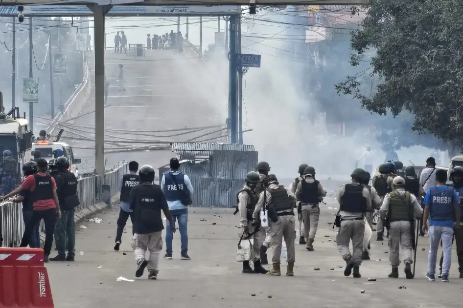 Security personnel deployed during Manipur violence in Imphal valley