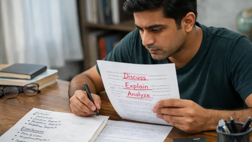 Aspirant decoding Directive Words in Government Exams discuss explain analyze on answer sheet