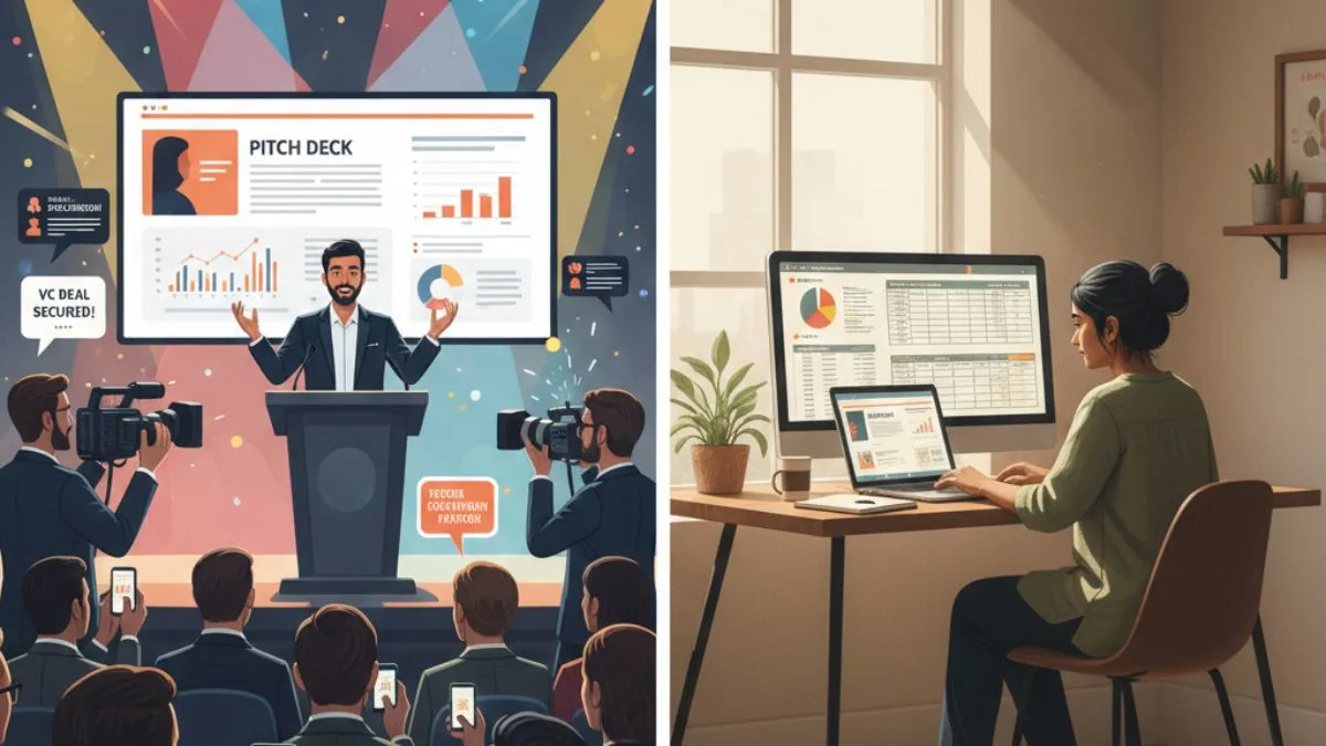 Comparison between VC-funded startups and lifestyle businesses in India, highlighting silent startups focused on profitability and founder control