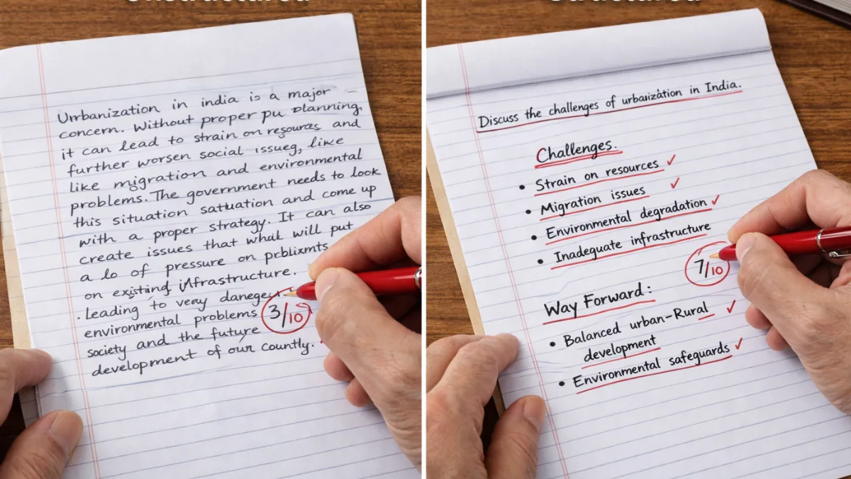 Comparison of unstructured and structured answers in government exam evaluation