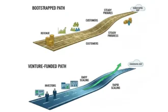 Differences in governance and growth between bootstrapped and venture-funded startups