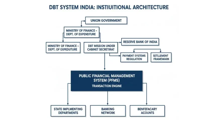 Direct Benefit Transfer System governance structure mapping central ministries, RBI oversight, and state implementation layers