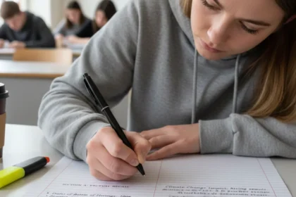 Examiner evaluating answer clarity and effective writing