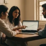 Small Indian lifestyle business team reviewing revenue growth, showcasing sustainable and profitable silent startups in India