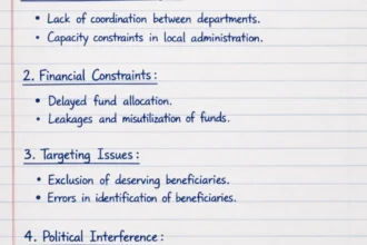 Structured 20 mark answer sheet showing introduction, subheadings, and conclusion in a government exam format