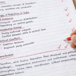 Structured government exam answer sheet with clearly written conclusion section and examiner marks