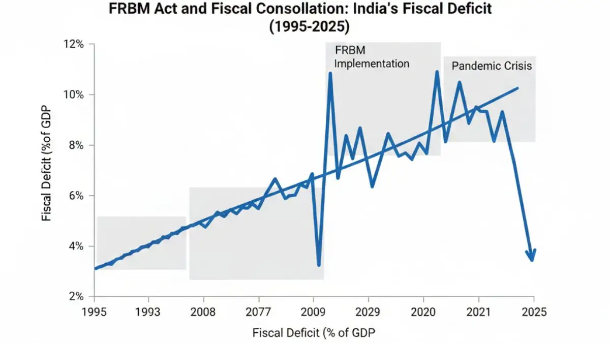 Trend graph showing fiscal deficit India before and after FRBM Act implementation