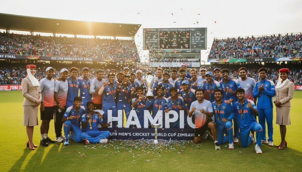 India U-19 batsman playing a confident shot under pressure