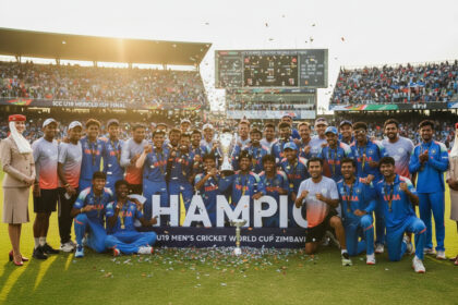 India U-19 batsman playing a confident shot under pressure