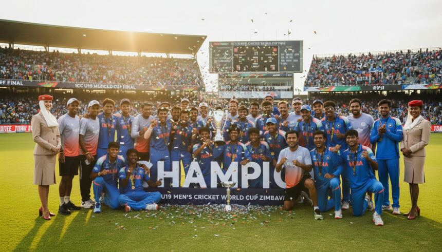 India U-19 batsman playing a confident shot under pressure