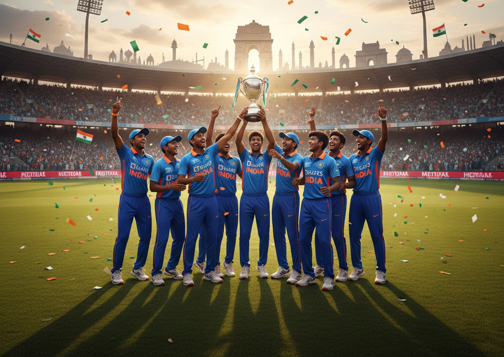 India U-19 cricket team celebrating victory after crucial match