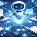 AI agent connected to multiple digital systems performing tasks