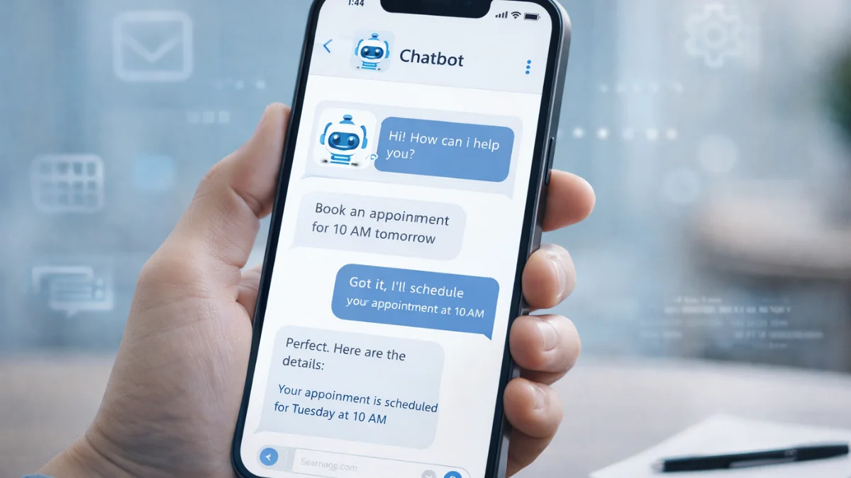 AI chatbot interface demonstrating automated responses and AI agent functionality