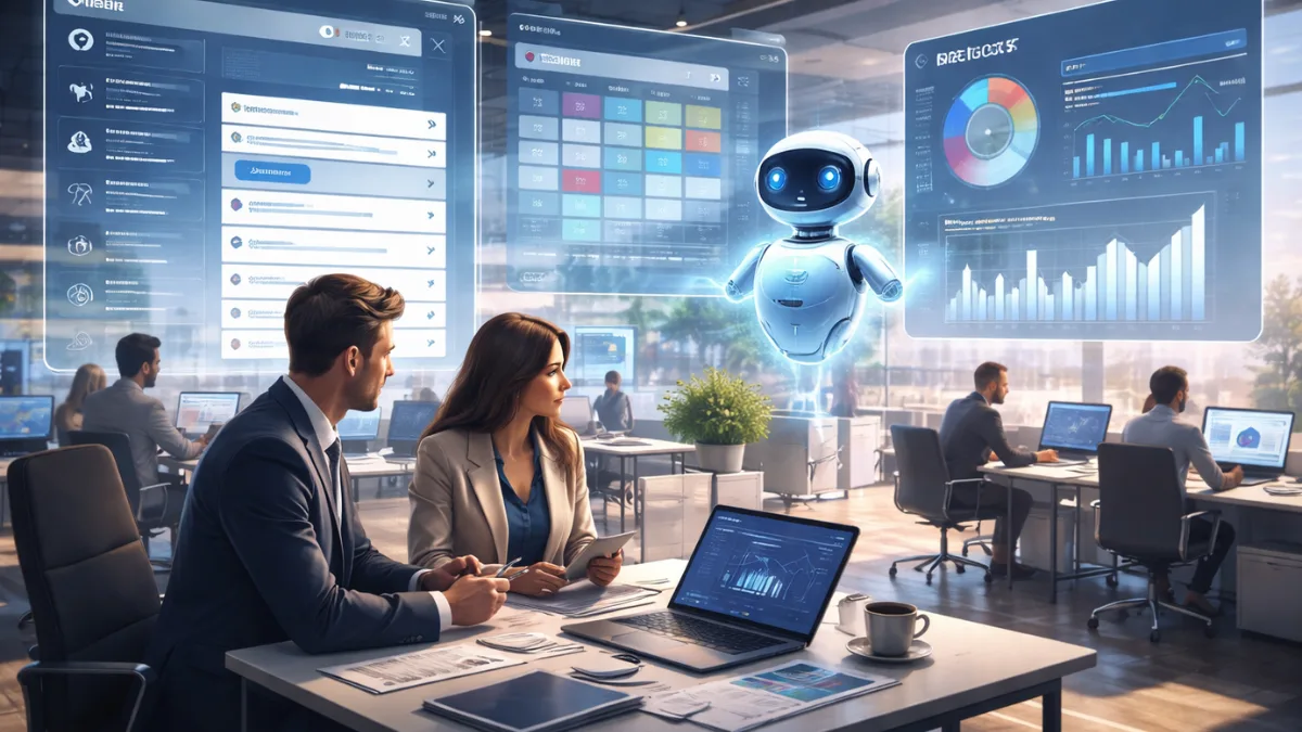 AI-powered office managing tasks automatically in the background