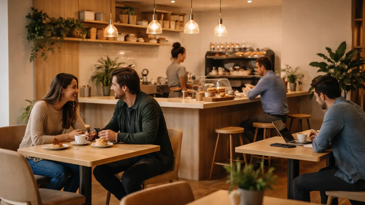 Café soft launch phase with limited customers and quiet opening