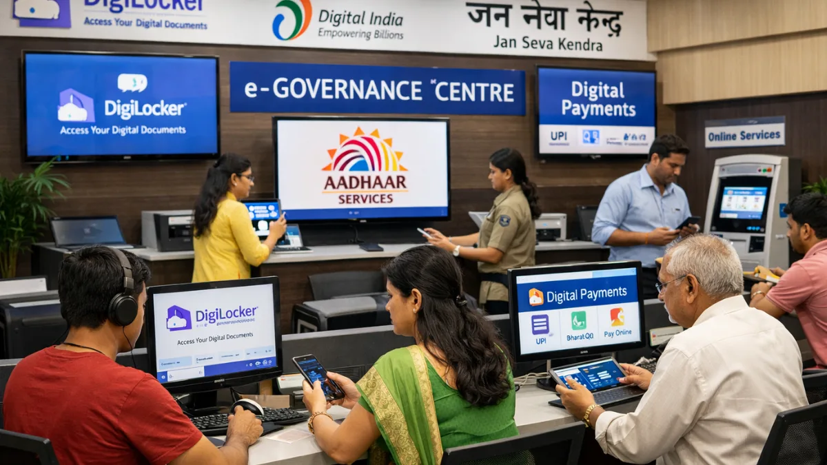 Citizens using e-governance services under Digital India Programme