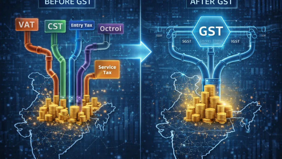 Comparison of state taxation system before and after GST implementation