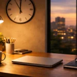 Desk setup symbolizing boundaries and work-life balance in modern jobs