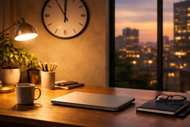 Desk setup symbolizing boundaries and work-life balance in modern jobs
