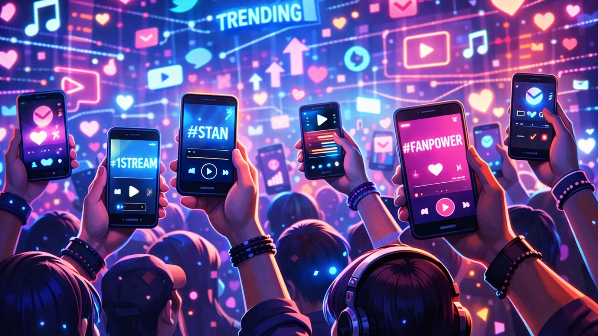 Fans promoting music online with hashtags and streaming apps