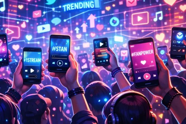 Fans promoting music online with hashtags and streaming apps