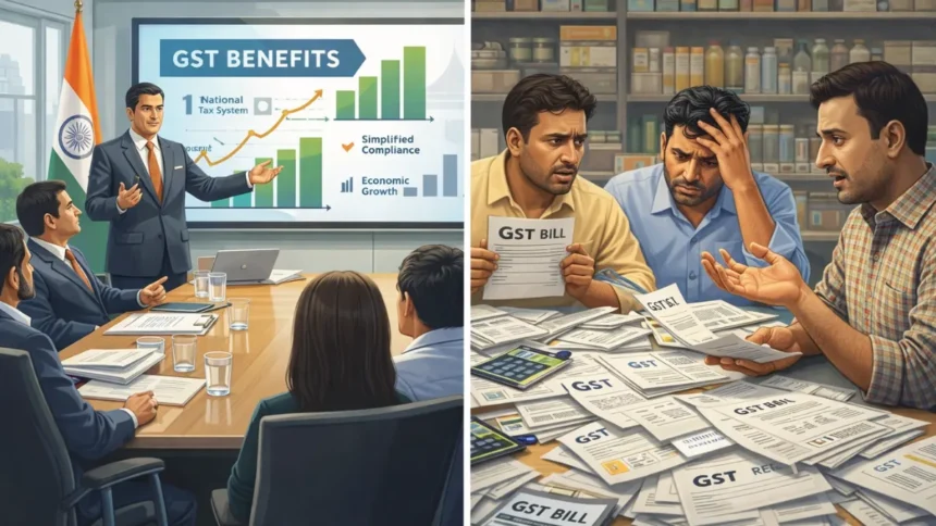 GST structure in India showing unified tax reform across multiple sectors