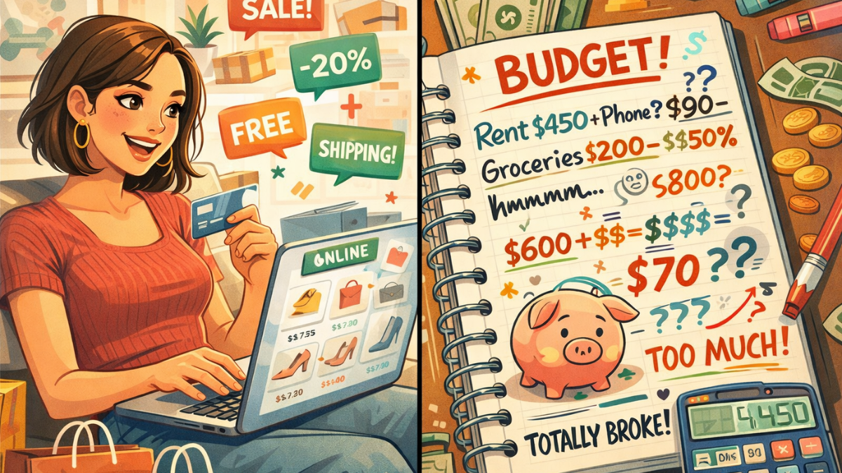 Girl Math concept showing emotional spending versus budgeting logic