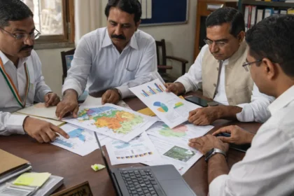 Government officials discussing execution of national development policies