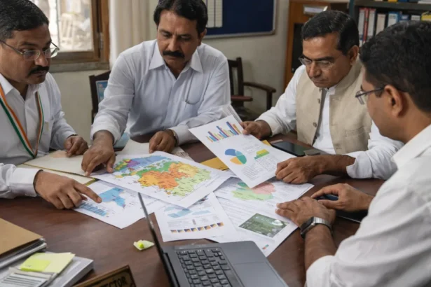 Government officials discussing execution of national development policies