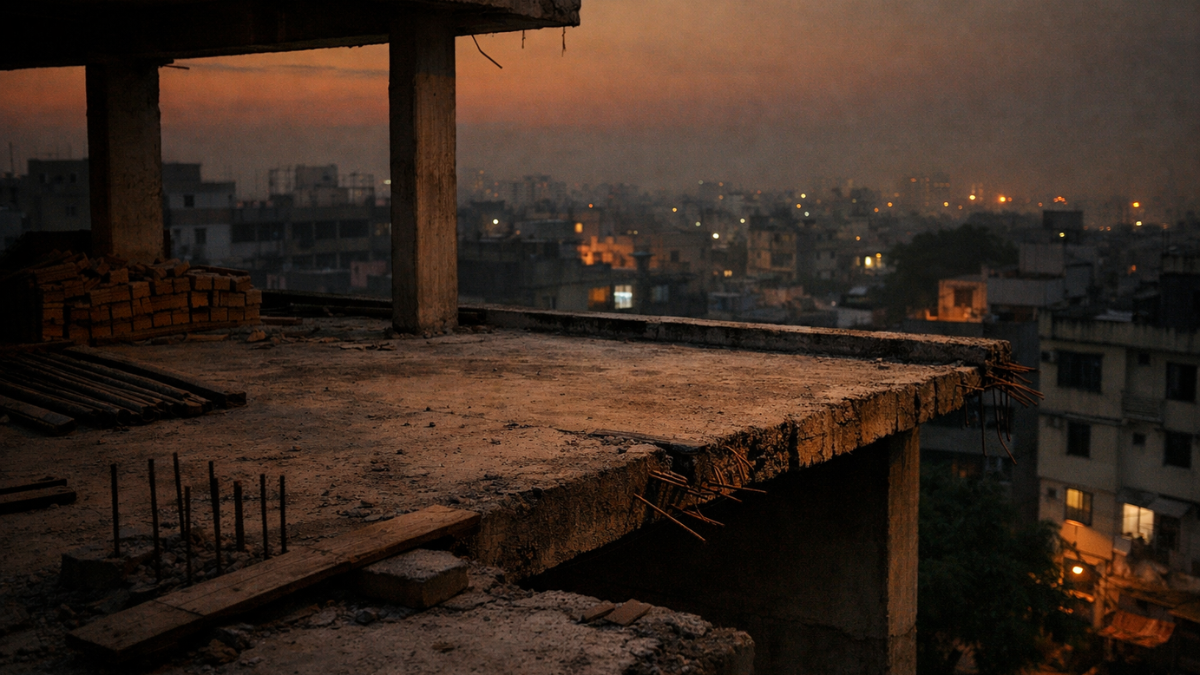 Harish Rana building fall accident site with unsafe terrace