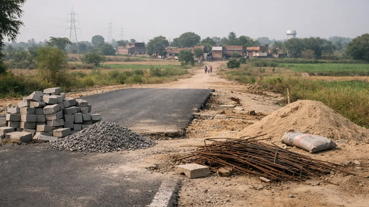 Incomplete rural road project showing implementation gap in development policy