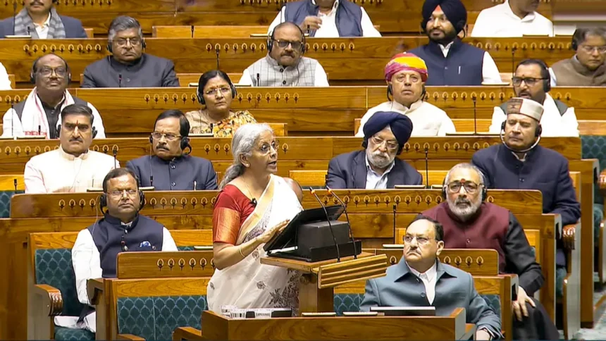 Indian Parliament budget session presentation scene