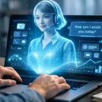 Person using AI assistant on laptop showing how AI agents work in daily tasks