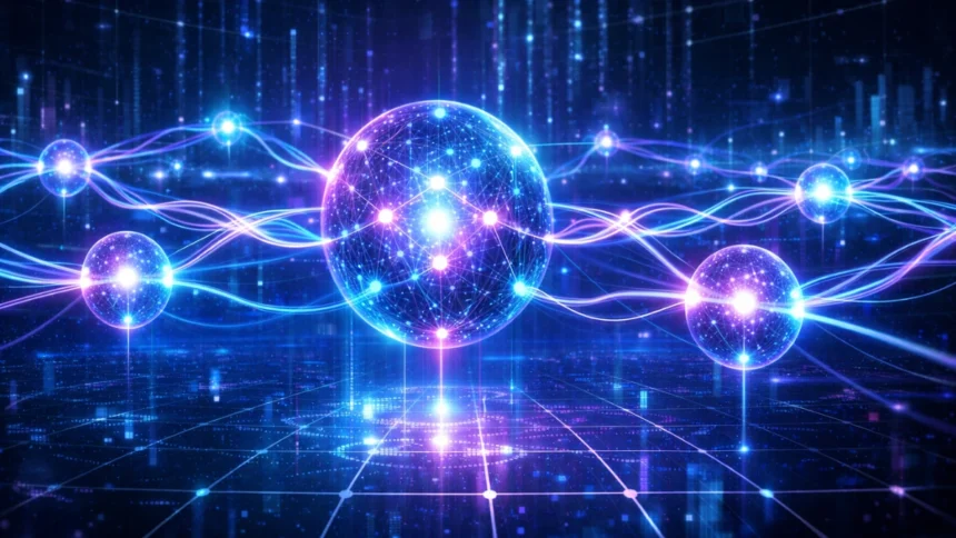 Quantum internet network with entangled nodes and futuristic connections