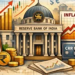 RBI building with monetary policy charts