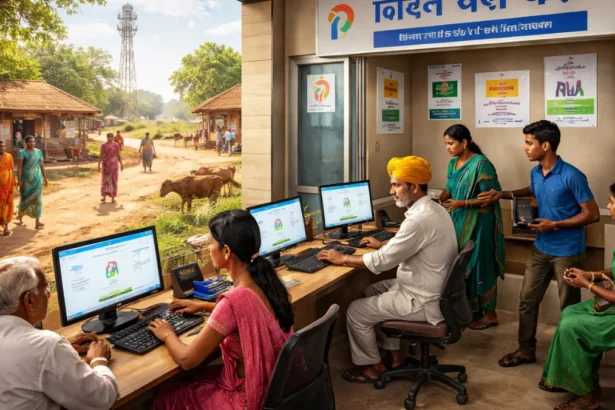 Rural digital service center showing Digital India Programme impact in villages