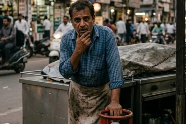 Small food vendor affected by LPG price hike and gas cylinder shortage in India