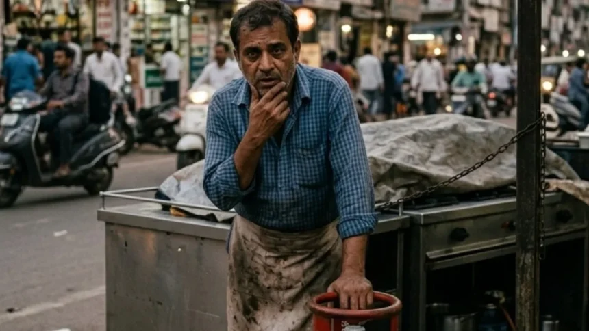 Small food vendor affected by LPG price hike and gas cylinder shortage in India