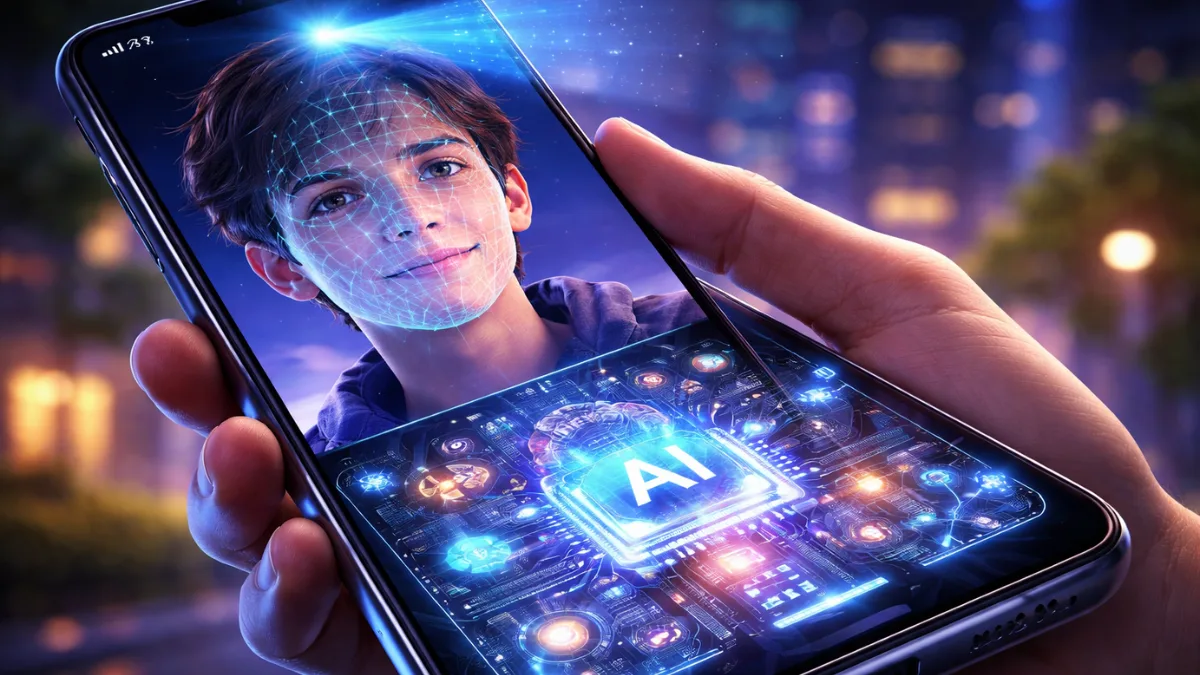 Smartphone performing edge AI facial recognition locally