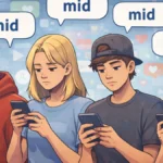 Young users reacting to online trends using slang like mid