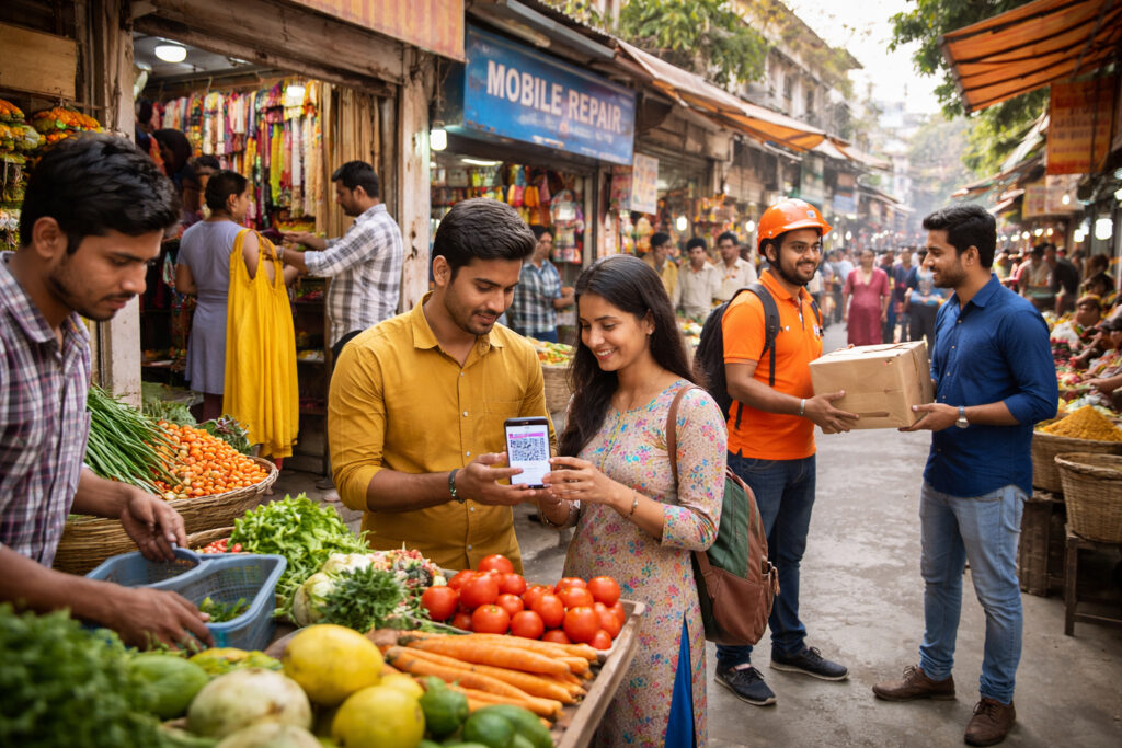 Local business market in an Indian Tier 2 city showing small businesses and startup opportunities
