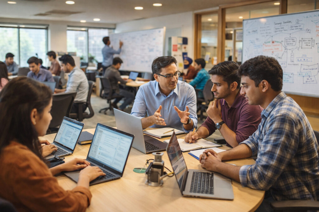Startup incubators India workspace where early-stage founders collaborate with mentors and develop business ideas with incubation support.
