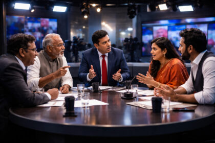 Indian media debate panel discussing Kerala Story controversy with multiple viewpoints and public reactions